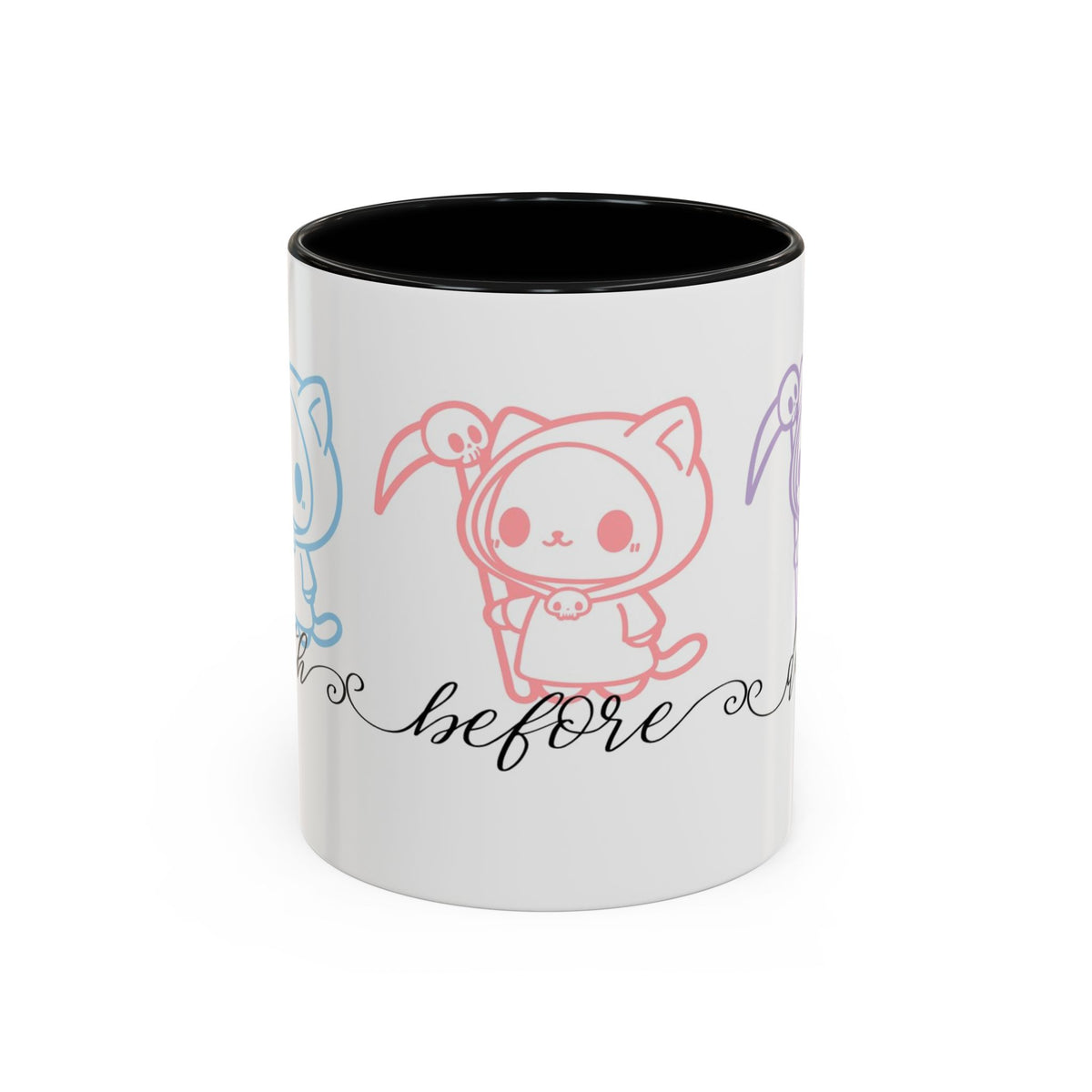 Death Before Decaf Cute Cat Grim Reaper Mug