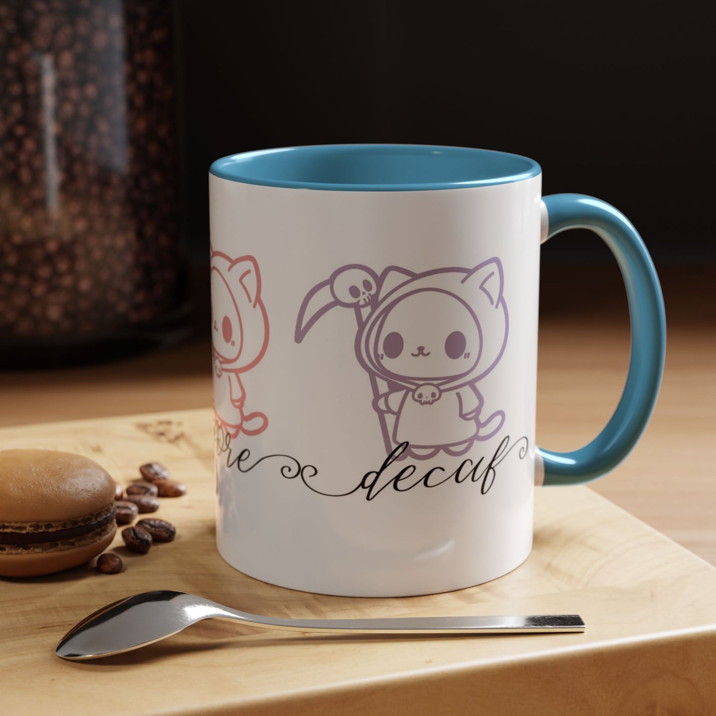 Death Before Decaf Cute Cat Grim Reaper Mug